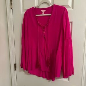 Lilly Pulitzer Milan Silk Tunic Top Magenta Size L
